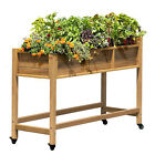 Raised Garden Bed Weather Resistant Poly Wood Outdoor Planter Box on Wheels