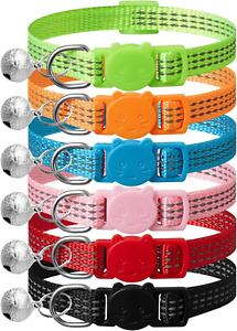 Upgraded Version 6 Pack Reflective Cat Collars Bell Breakaway Safety Kitten New