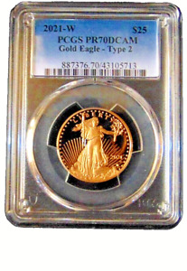 2021 $25 Gold Eagle PCGS PR70 DCAM Type 2 With OGP and COA