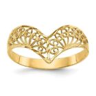 Women's 14K Yellow Gold Fn Diamond Cut Filigree Wedding Anniversary Ring Size 7