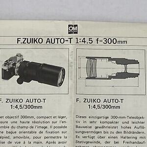 Olympus F Zuiko Auto T 1:4.5 F 300mm Lens Camera Brochure Advertisement Ad