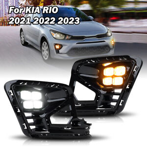Left+Right LED DRL Daytime Running Light Turn Signal Lamps For KIA RIO 2021-2023 (For: 2022 Kia Rio)