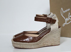 New sz 8.5 / 39 Christian Louboutin Amelina Brown Biscot Platform Wedge Shoes