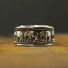 Fashion Elephant Silver Plated Rings for Men Jewelry Party Rings Size 7-12