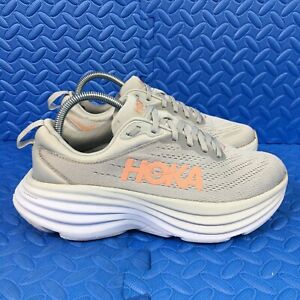 Hoka One One Bondi 8 Womens Running Shoes Gray Athletic Sneakers Size 8.5B