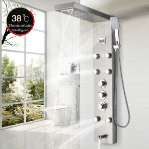 Thermostaic Shower Panel Tower Stainless Steel Rain&Waterfall Massage System Jet