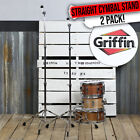 GRIFFIN Straight Cymbal Stand 2 PACK - Percussion Drum Hardware Mount Holder Set