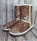 Ugg Women’s Boots Classic Short Sparkles Sequins Champagne 3353 Size 7