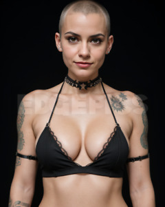 8x10 photo print hot women model busty woman sexy punk rock girl shaved head big