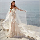 Hot Mermaid wedding dress V-neck lace applique long-sleeved bridal dress2024