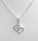 925 Silver Double Heart Pendant Necklace 20