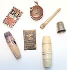 Vintage Sewing Items From England 2 Bakelite Travel Sewing Kits,Thimble Needles