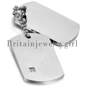 Military Style Double Dog Tag Pendant Men's Stainless Steel Chain Necklace Gift