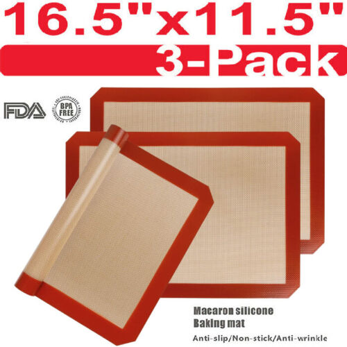 3-Pack Silicone Baking Mat Nonstick Heat Resistant Oven Mats Toaster Liner Sheet