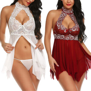 Women Sexy Babydoll Lingerie Bride Exotic Lace Chemise Honeymoon Nightgowns US