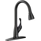 New ListingMatte Black Kitchen Faucet with Pull Down Sprayer - Single Handle Commercial ...