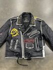 Vintage Leather King Biker Jacket Hand Painted Punk Bands Size 42