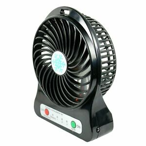 Portable Rechargeable LED Fan air Cooler Mini Operated Desk USB 3 Speed