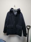 Gap Wool Blend Black Hooded Trench Coat Jacket Men’s Size Button Up Large Tall