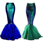 Women's Mermaid Costume Sequin Bodycon Long Princess Maxi Halloween Tail Skirts