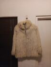 SAGA FOX JOSEPHINE Fur Coat Ivory White Soft Size 6 Flaw Mob Wife Vintage Y2k