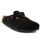 birkenstock boston black suede leather women’s casual sandal flats “narrow”
