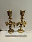 New ListingVintage Eagle BRASS METAL Candlesticks Holders (2) with marble base
