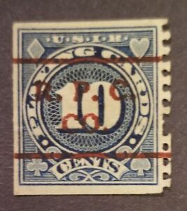 RARE 1924 US Revenue Playing Cards stamp Scott # rf19 10c  Used