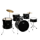 Adult Drum Set 5-Piece Black with Bass Drum Tom Drum Snare Drum Floor Tom Stool