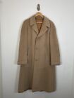 Vintage 1950s Cashmere Overcoat Royale Alpan Berlou Moth Proofed Tan S-M