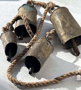 Antique c1800s String of Metal Bells Sleigh Cow graduated Size, Christmas￼ Bells