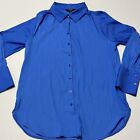 Simply Vera Wang Blouse Long Sleeve Womens Size Medium Shimmering Blue Button Up