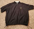 Masters Collection Golf Large Short Sleeve Pullover Windbreaker 1/4 Zip Black