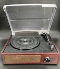 Vinyl Record Player 3-Speed Bluetooth Suitcase Portable Belt-Driven Brown Tested
