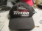 Vintage Team Triton Boats Snapback Hat Cap Black White Red Embroidered Logo