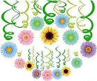 Summer Spring Sun Flowers Hanging Swirl Decorations - Themed Birthday Party 30pc