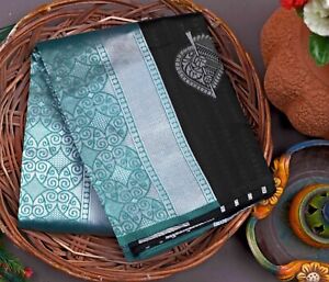 Indian Bollywood Saree Traditional Design Kanchipuram weaving Sari Blouse New US