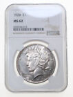 1928-P $1 PEACE SILVER ONE DOLLAR NGC MS62
