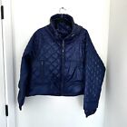 Adidas Stella McCartney Cropped Puffer Jacket Metallic Blue Full Zip Size Large