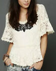 free people women’s XS ivory lace with flare crop peplum top #S