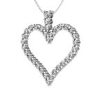Mothers Day - 1.10 CT Round Cut Lab Grown Diamond Heart Pendant 14k White Gold