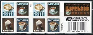 Mint US Espresso Drinks Booklet Pane of 20 Forever Stamps Scott# 5572b (MNH)