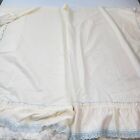 vintage curtain panel pair white blue lace french country ruffle sheer