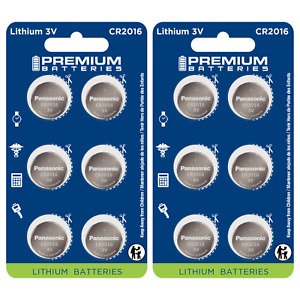 Premium Batteries Panasonic CR2016 3V Child-Safe Lithium Coin Cell (12 Count)