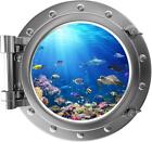 Porthole Ocean Wall Decal | Coral Reef Life #2 | Under The Sea Tropical Fish 3D