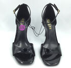 Guess WGEASE Black and Gold Ankle Strap Sandal High Heels Womens Shoe Size 6.5
