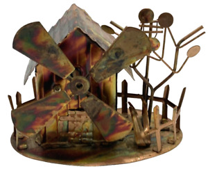 Vintage Copper Windmill Sculpture Music Box By Dynasty Plays Happy Days MCM