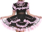 Girl Sissy Sexy Maid Lockable Black Organza Dress Cosplay Costumes Tailor-made