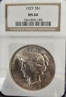 1923 Peace Dollar - NGC MS64 - Sealed In Plastic w/Grade- Exc Cond!
