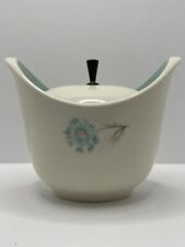 Vintage Taylor Smith Taylor Ever Yours Boutonniere Sugar Bowl with Lid Aqua Pink